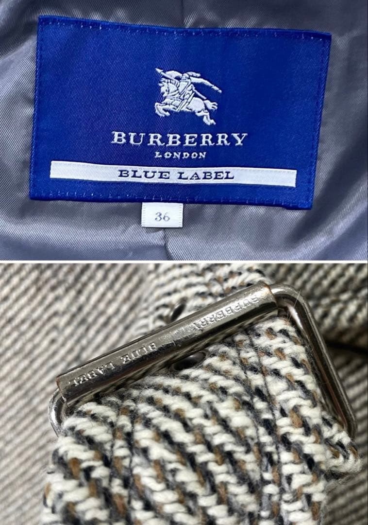 希少 BURBERRY BLUE LABEL トレンチコート アンゴラ混 36