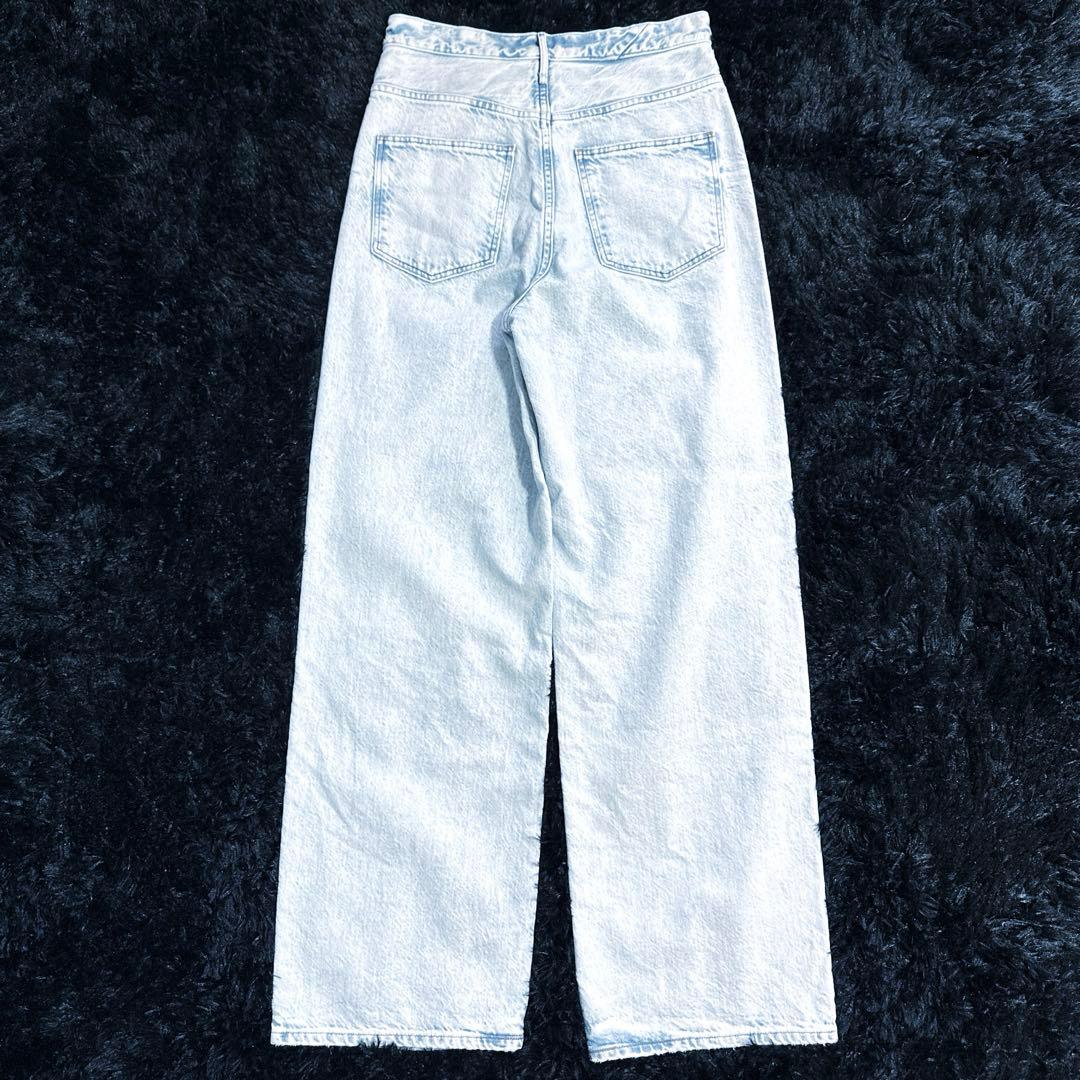 極美品 24 アッパーハイツ ニース アイスブルー ワイドストレートデニムパンツ