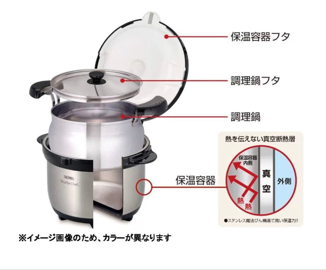 新品♪THERMOS 赤保温調理鍋 KBN-3001 サーモスポット付きキズあり