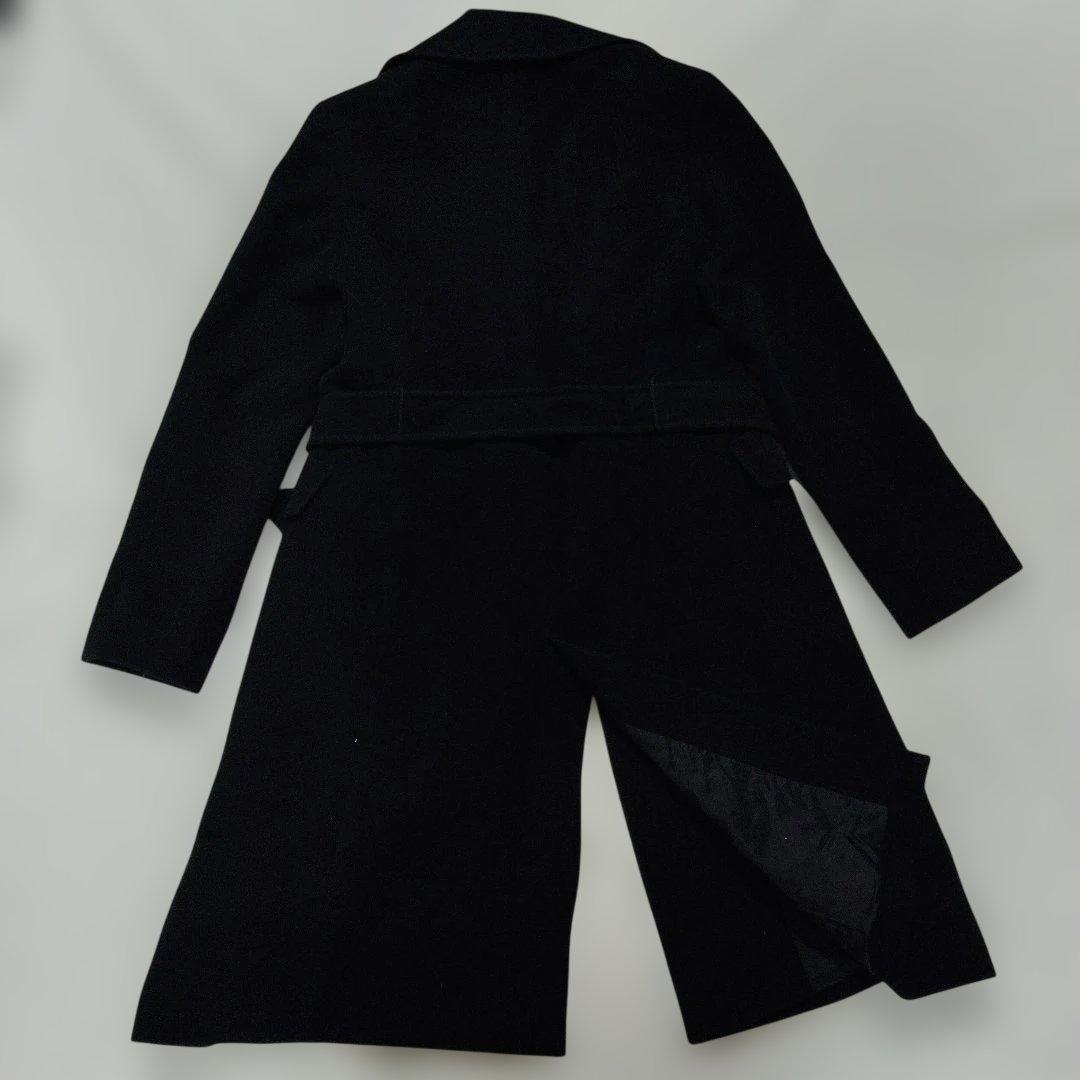 23区　ロングコート　40　比翼　アンゴラ混　ベルト　冠婚葬祭　黒