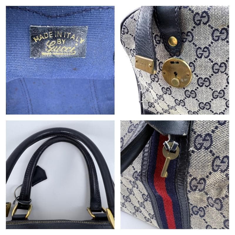 希少デザイン GUCCI ボストンバッグ GGスプリーム シェリーライン 大容量