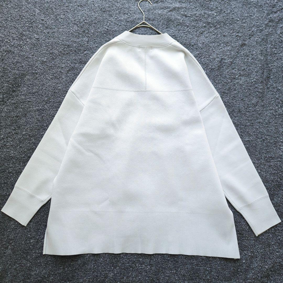 極美品✨️ienaファインコットンスムースカーディガン ライトグレー　Vネック