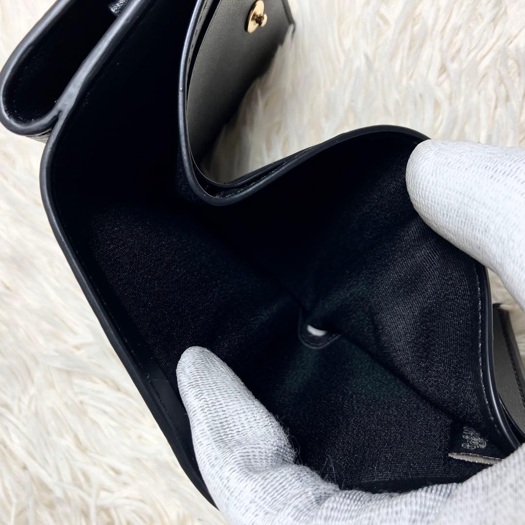 【極美品・希少】 COACH 三つ折り コンパクトウォレット ゴールドロゴ