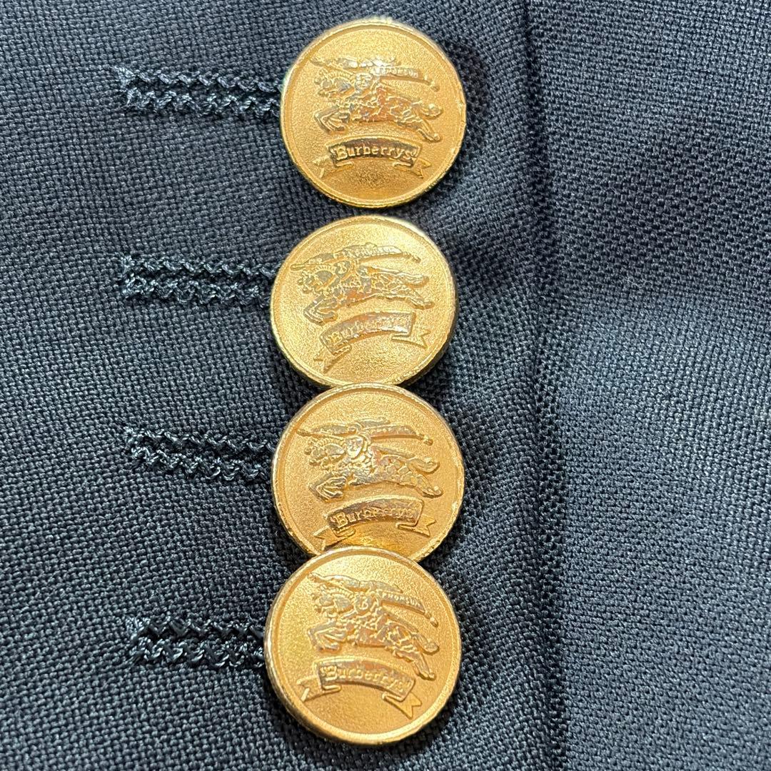極美品 バーバリー 紺ブレ 刻印金ボタン モヘヤ混ダブル 裏地シャドーホース