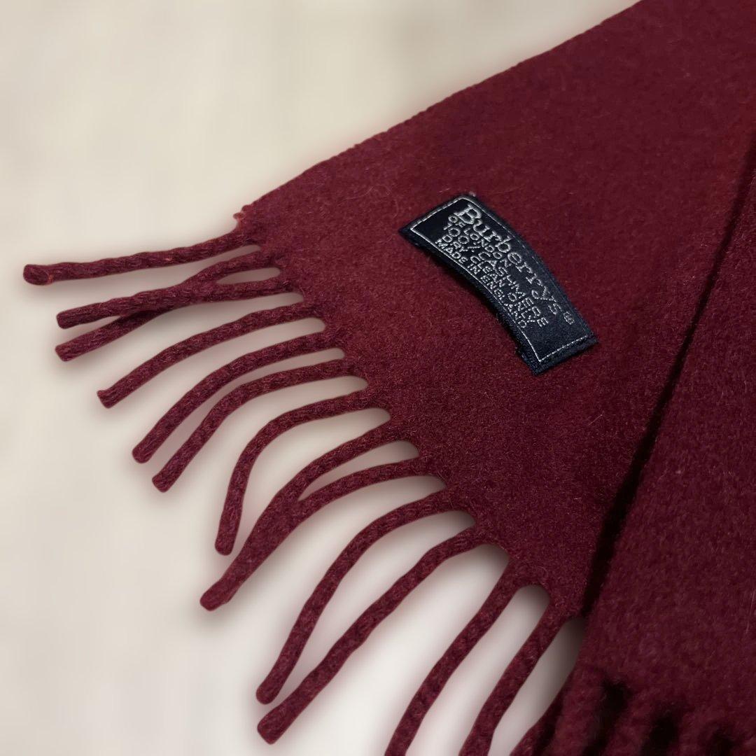 【美品】Burberry バーガンディ マフラー ストール カシミア えんじ 赤