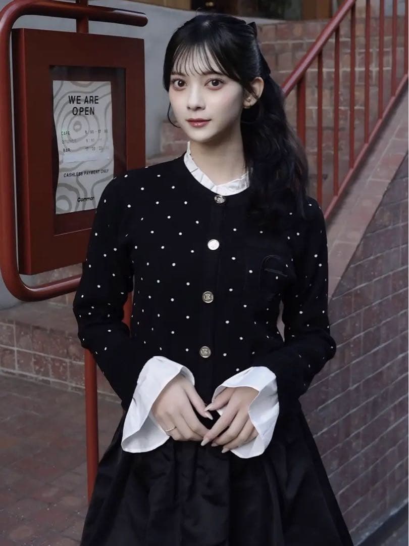 EIMY ISTOIRE Attached collar カーディガン ドット