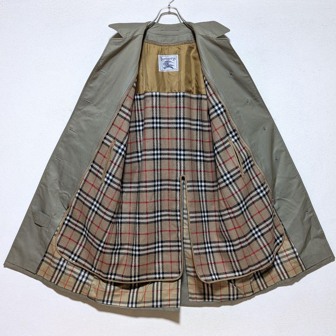 美品 80～90s バーバリー ステンカラーコート レディース 白タグ 玉虫13
