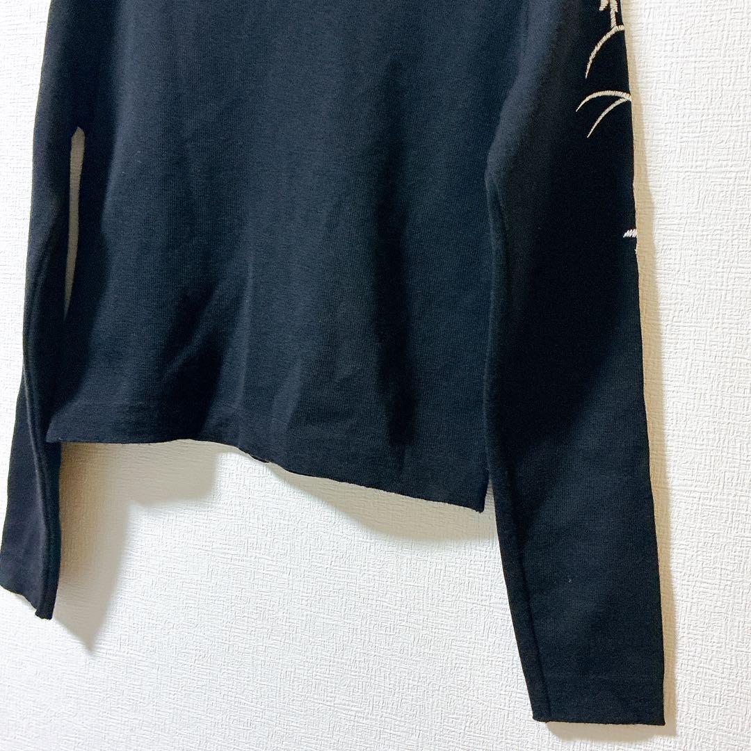 Blumarine ブルマリン カーディガン 花 刺繍 ブラック ウール シルク