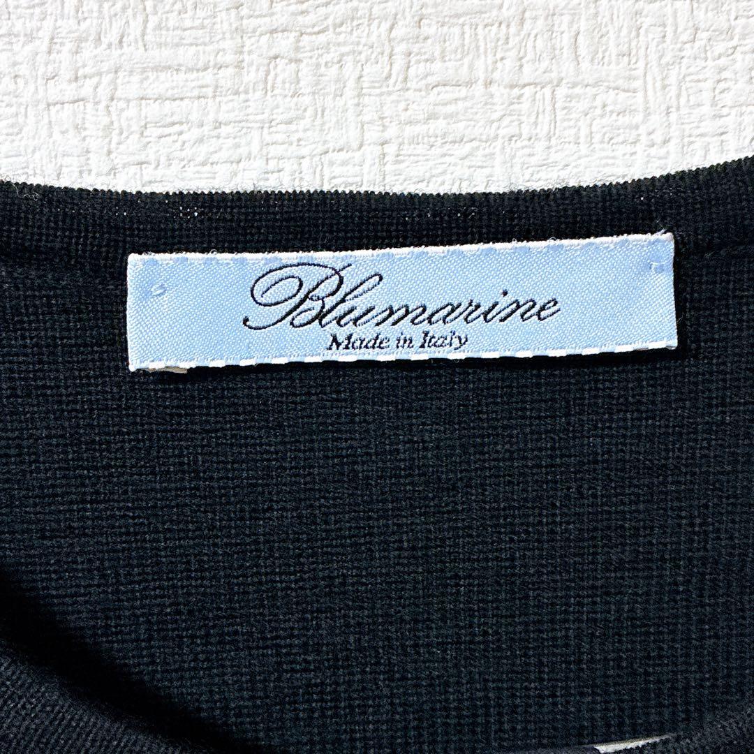 Blumarine ブルマリン カーディガン 花 刺繍 ブラック ウール シルク