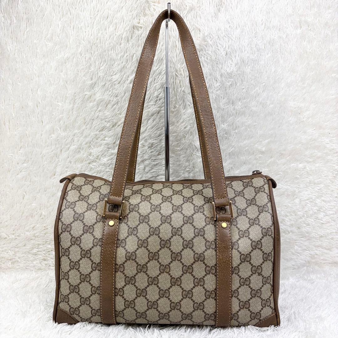 【良品】オールドグッチ GGスプリーム ロゴ金具 ボストンバッグ 肩掛け