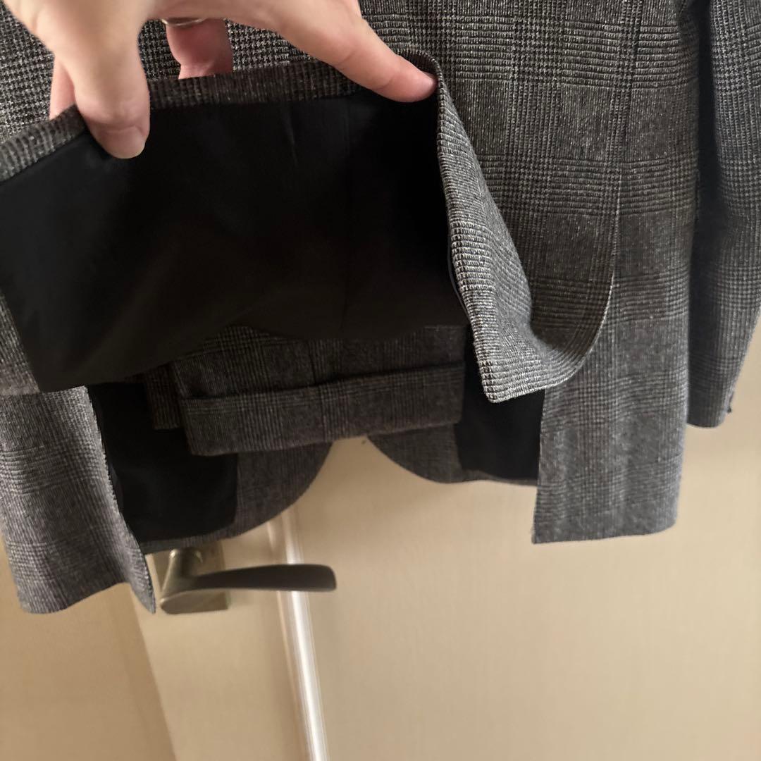 グレンチェック　起毛素材　セットアップ　ベスト付き　MORLES