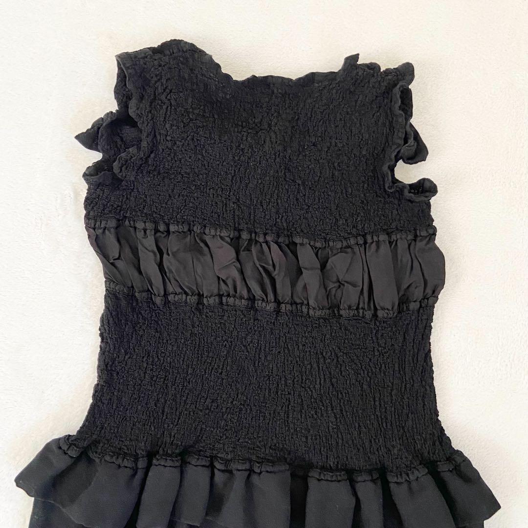 ISSEY MIYAKE me 黒 ワンピース フリル レース プリーツ