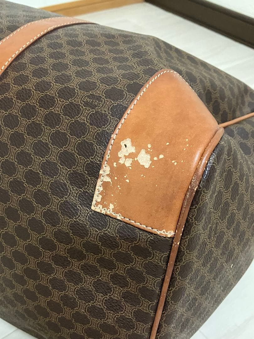 CELINE オールド セリーヌ マカダム柄 ボストン バッグ ゴールド金具