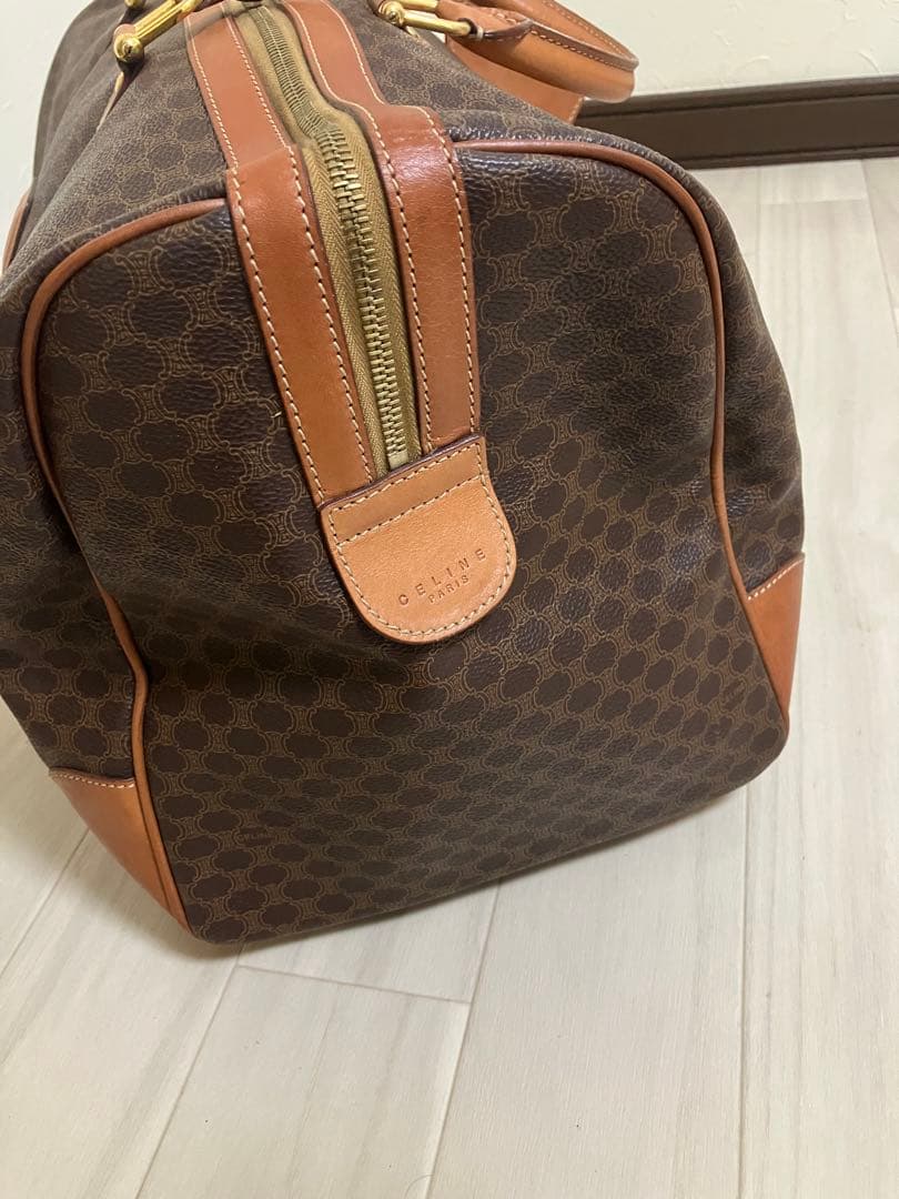 CELINE オールド セリーヌ マカダム柄 ボストン バッグ ゴールド金具
