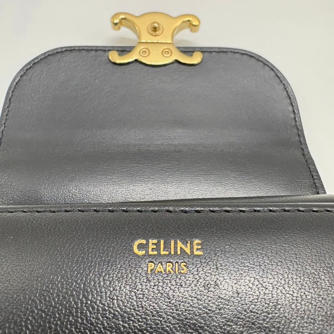 美品☆CELINE☆セリーヌ☆トリオンフ☆カーフスキン☆三つ折り☆財布☆ミニ財布
