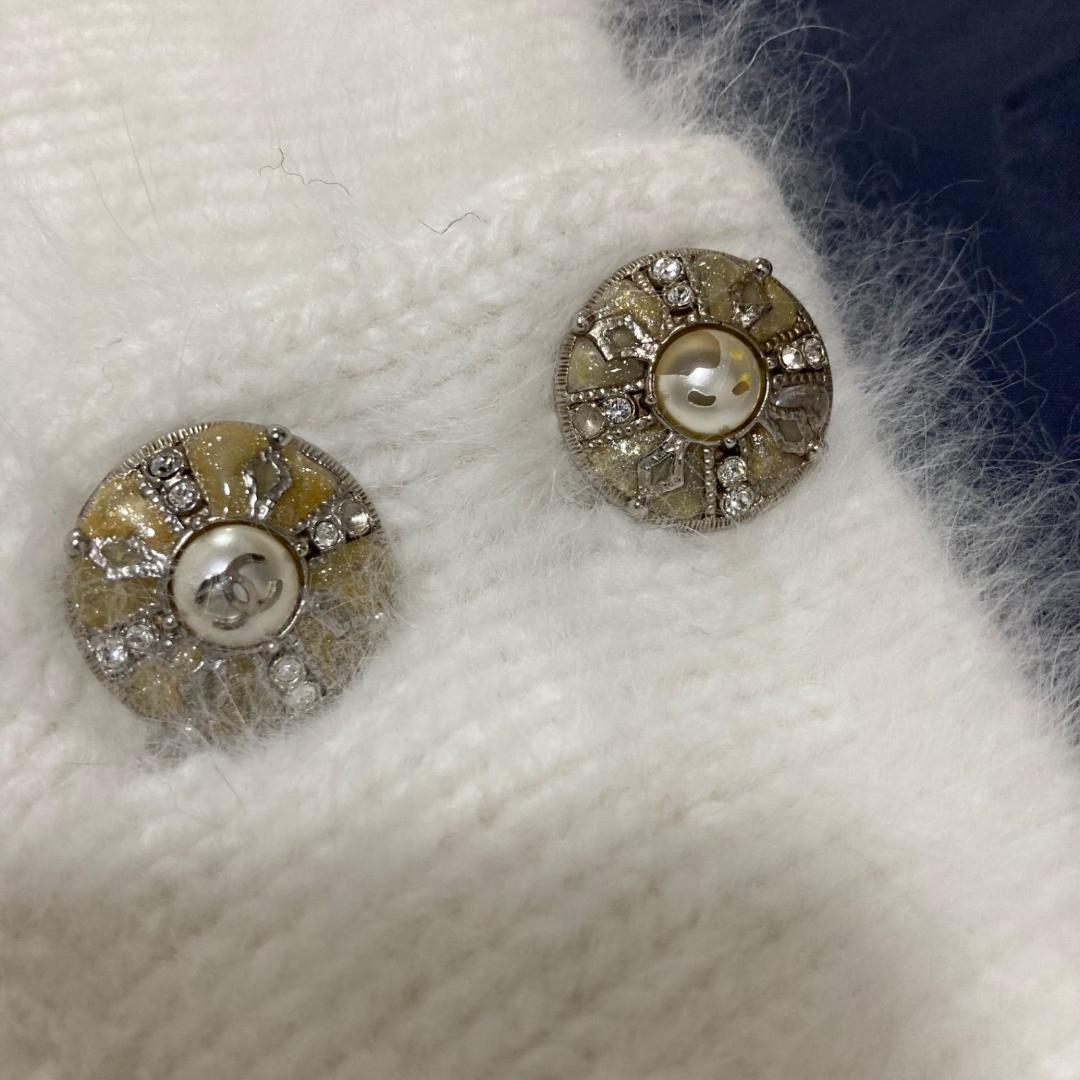 CHANEL ココマークパールボタン ニット ファー ぼかし柄 ワンピース