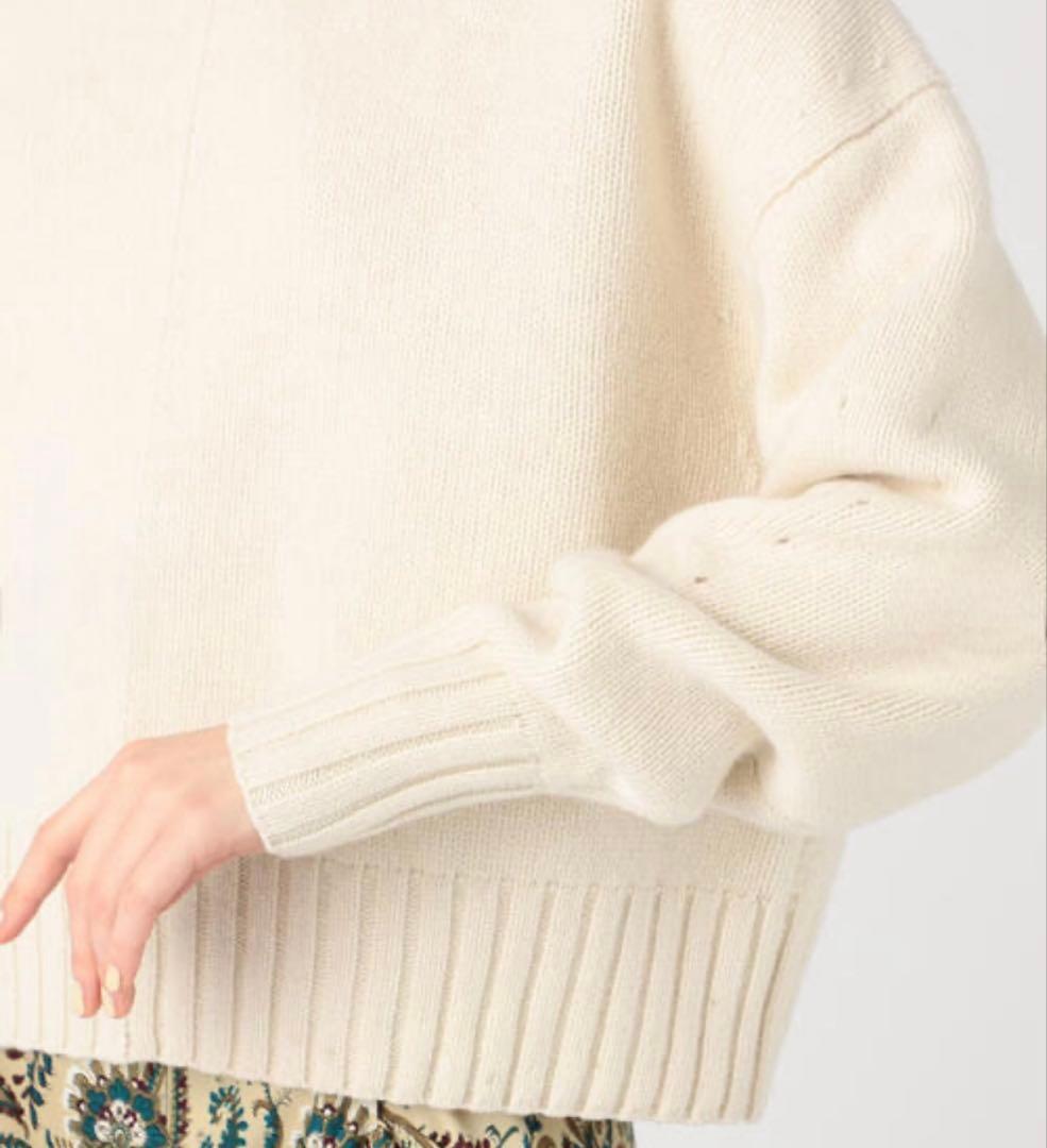 美品 マカフィー カシミヤ混 ハイネック セーター ニット スタンドネック 白