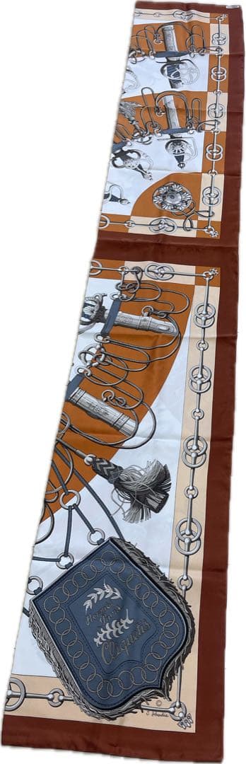 【美品】HERMÈS エルメス　シルク　ストール　マフラー　長方形　希少サイズ
