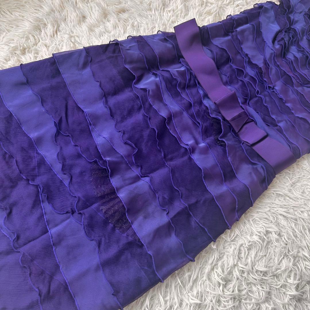 TADASHI SHOJI シルクワンピースドレス　ティアード　フリル　紫