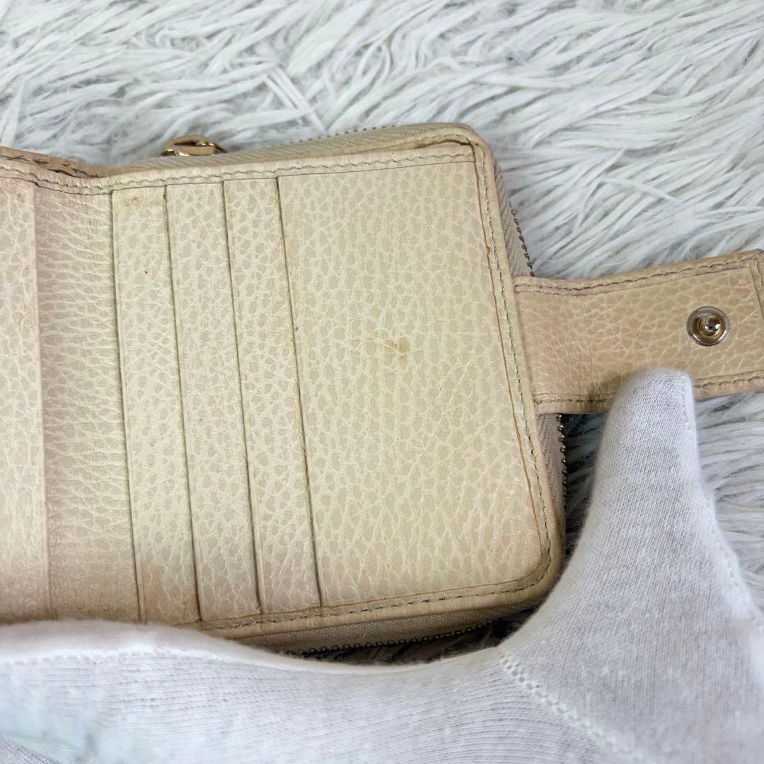 美品✨GUCCI 二つ折り財布　コンパクトジップ　GGキャンバス　ホワイト
