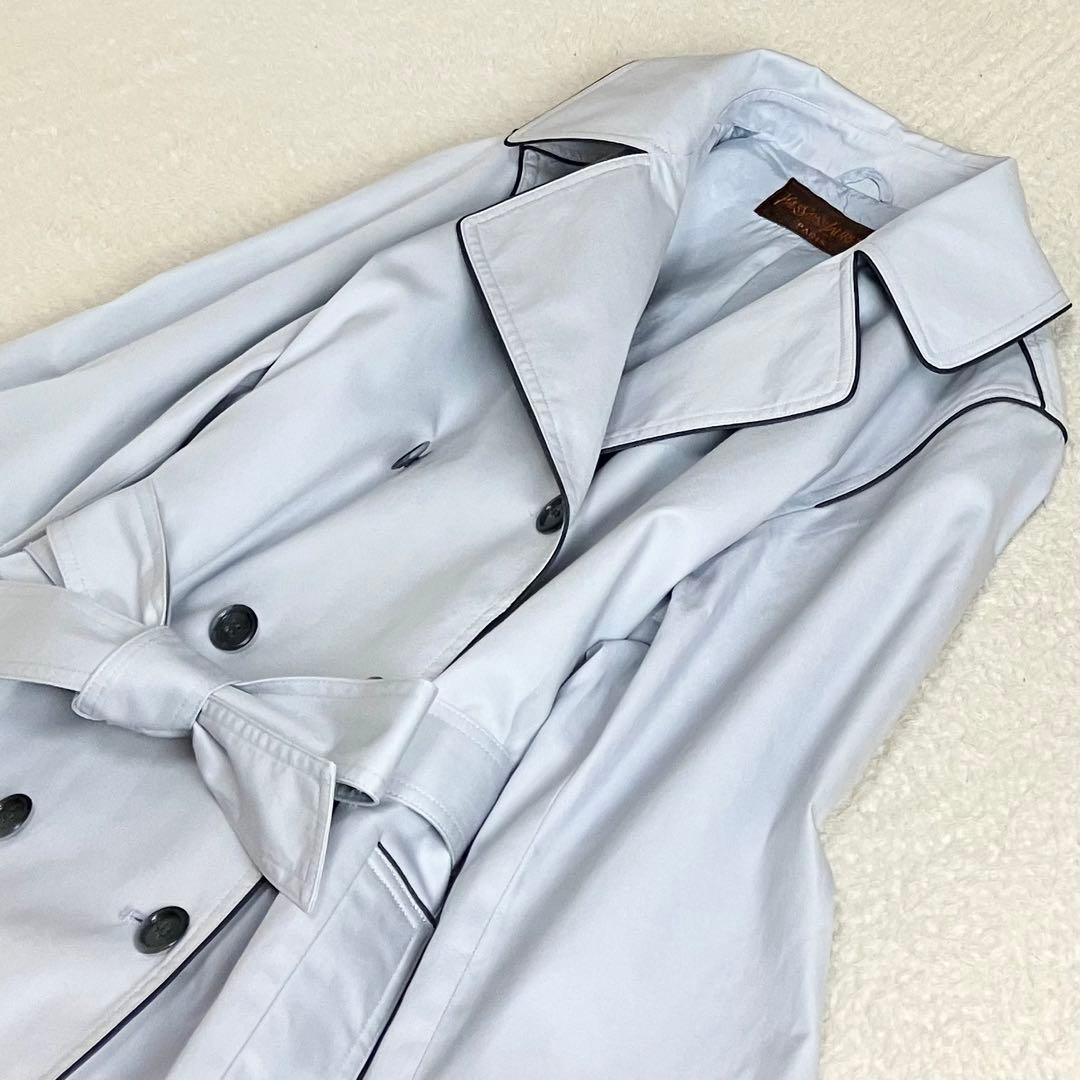 YSL イヴサンローラン ヴィンテージ トレンチコート パイピング 水色　9