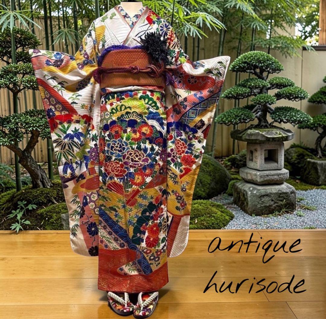 (う39) 錦彩の花宴✨豪華絢爛 手描き古典吉祥文様 アンティーク振袖セット㊗️