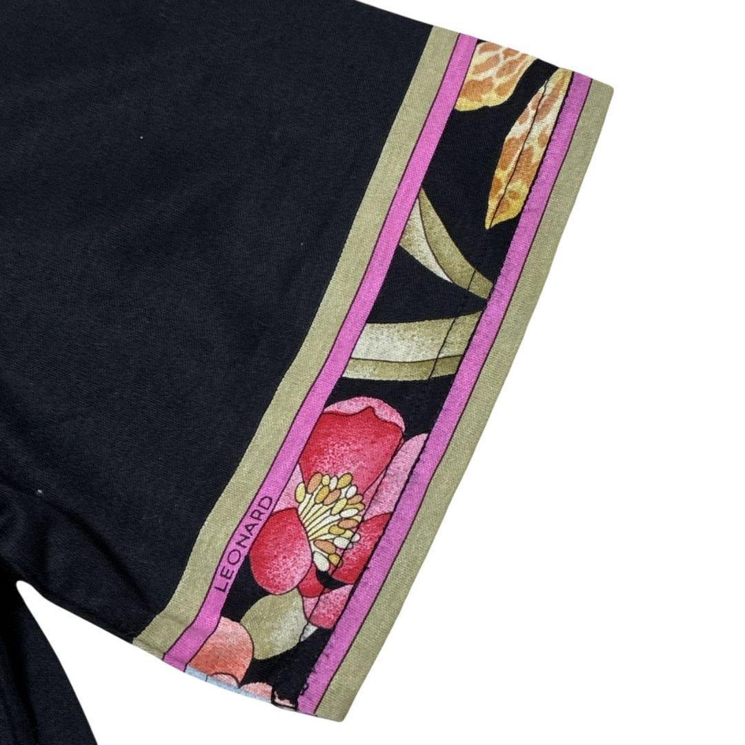 【極美品】LEONARD レオナール トップス カットソー 半袖 花柄 黒 M