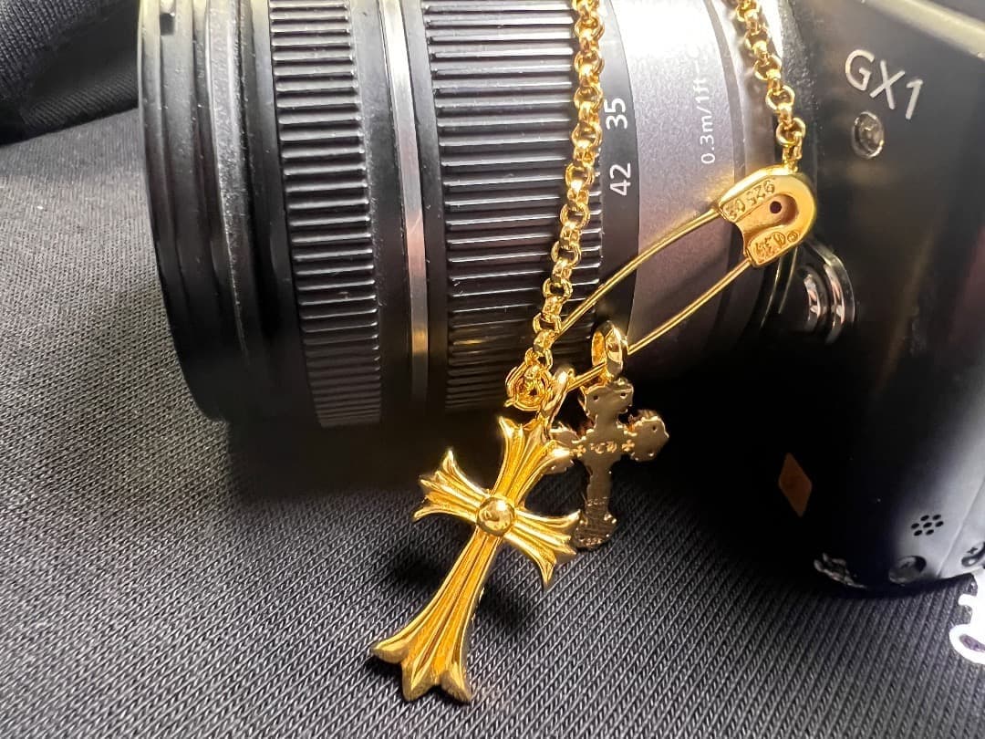 ★DJFZ2SZ　22K金メッキS925　クロスネックレスセット