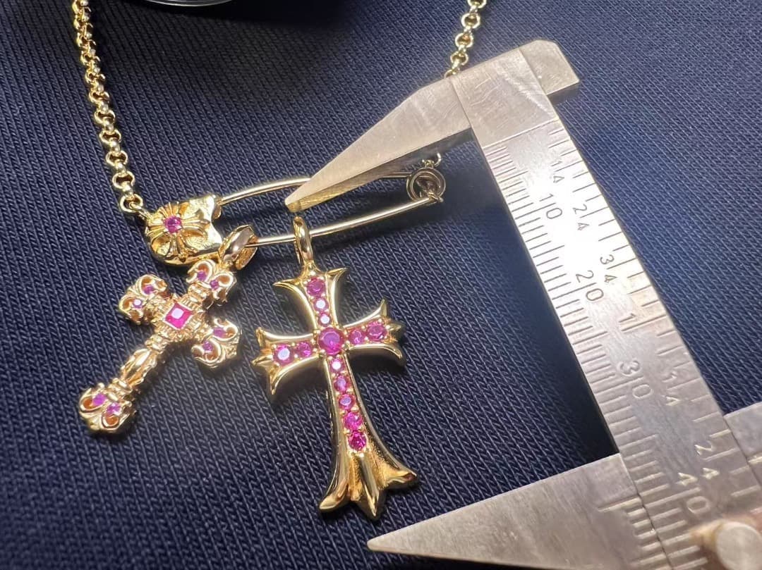 ★DJFZ2SZ　22K金メッキS925　クロスネックレスセット