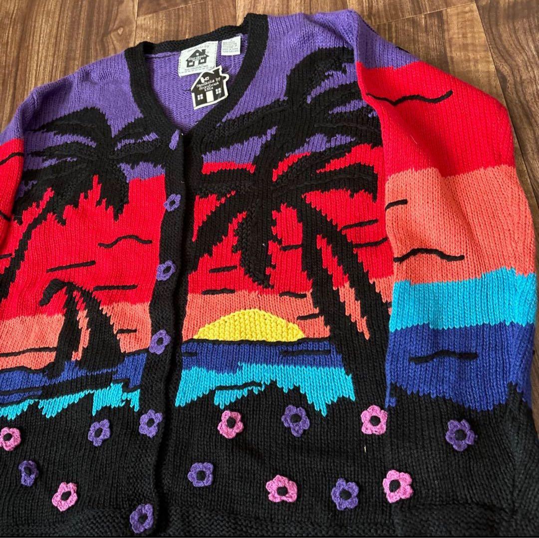 レア デッドストック 90s usa 古着 コットン ニット カーディガン