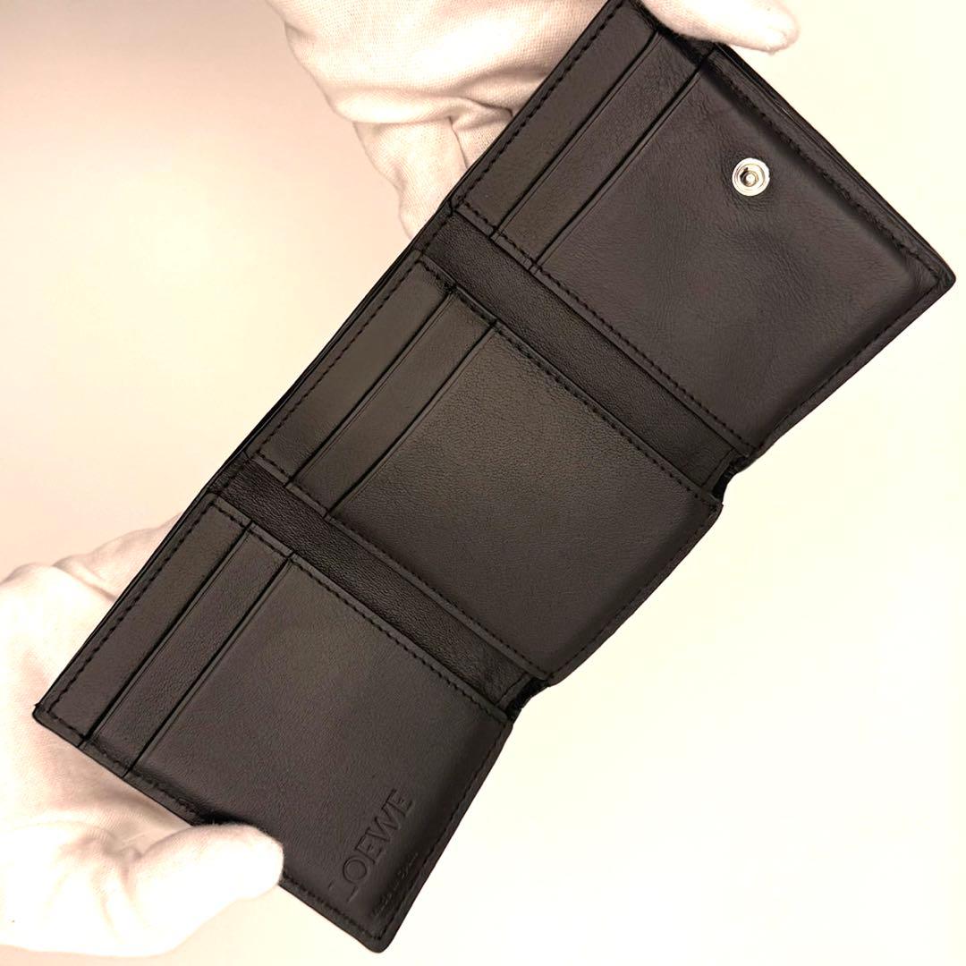 美品 !LOEWE アナグラム ブラック 三つ折り財布