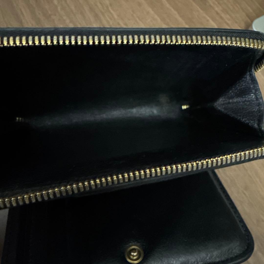 BALENCIAGA ブラックレザー ラウンドファスナー二つ折り財布　メンズ