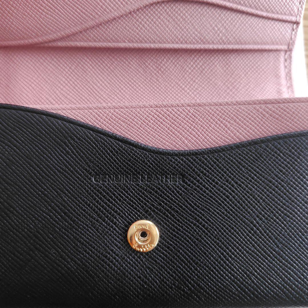 【美品】PaulSmith 名刺入れ 黒 ピンク クロスグレイン カードケース