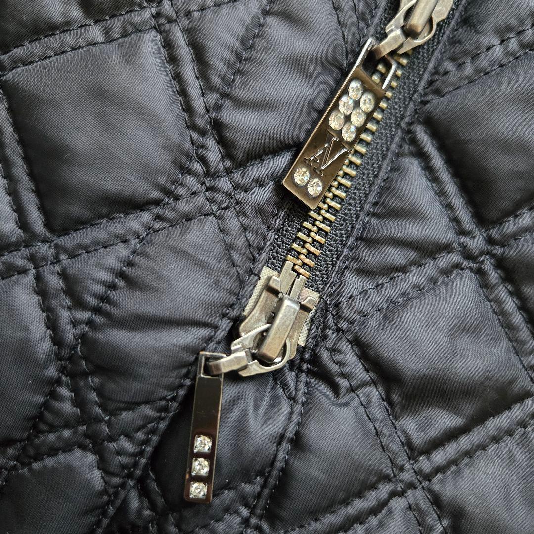 【美品】VALENZA　コート　軽量　ナイロン　黒　ラインストーン