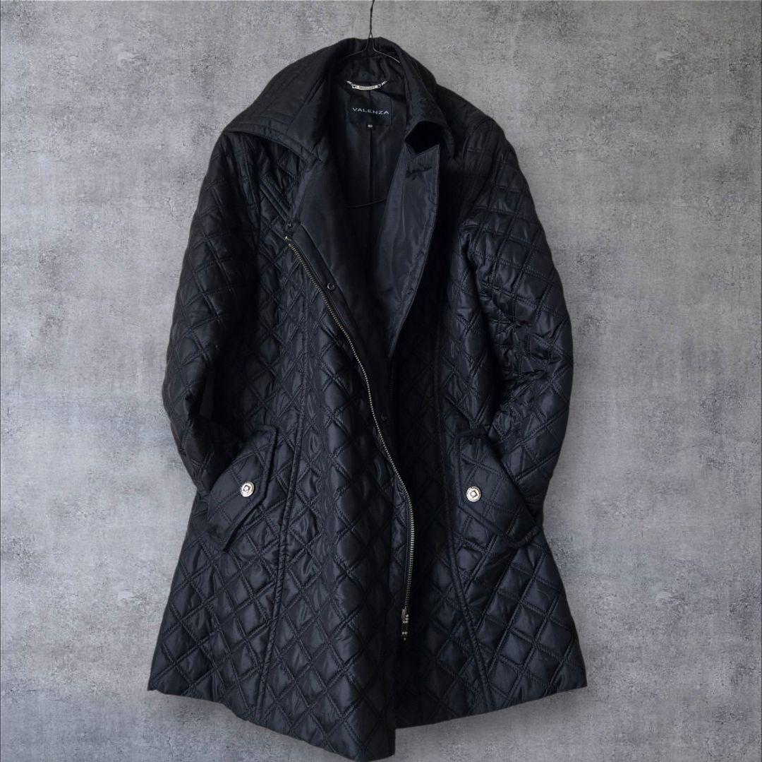 【美品】VALENZA　コート　軽量　ナイロン　黒　ラインストーン