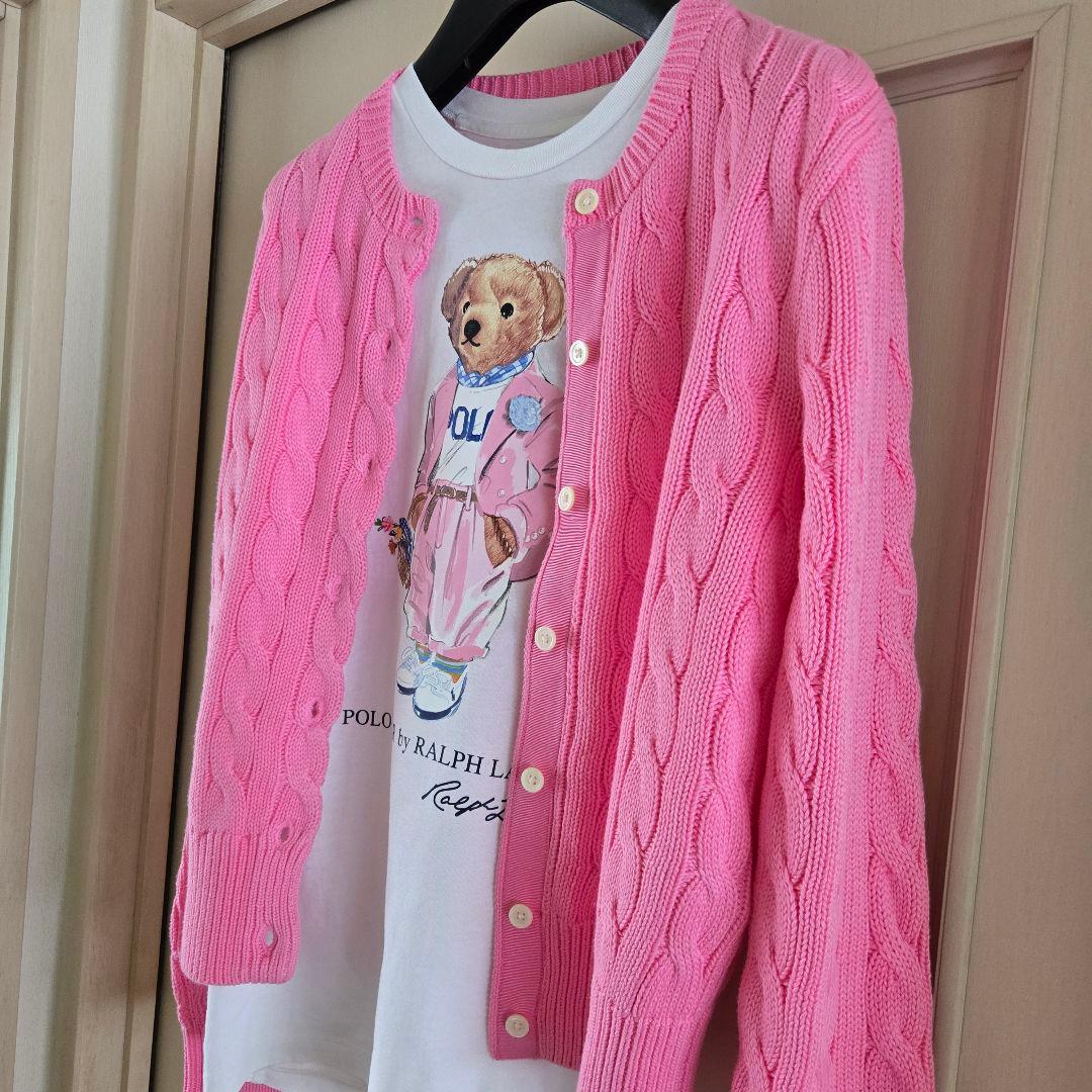 タグ付き　新品ラルフローレンケーブルカーデガン　usedポロベアTシャツ付き