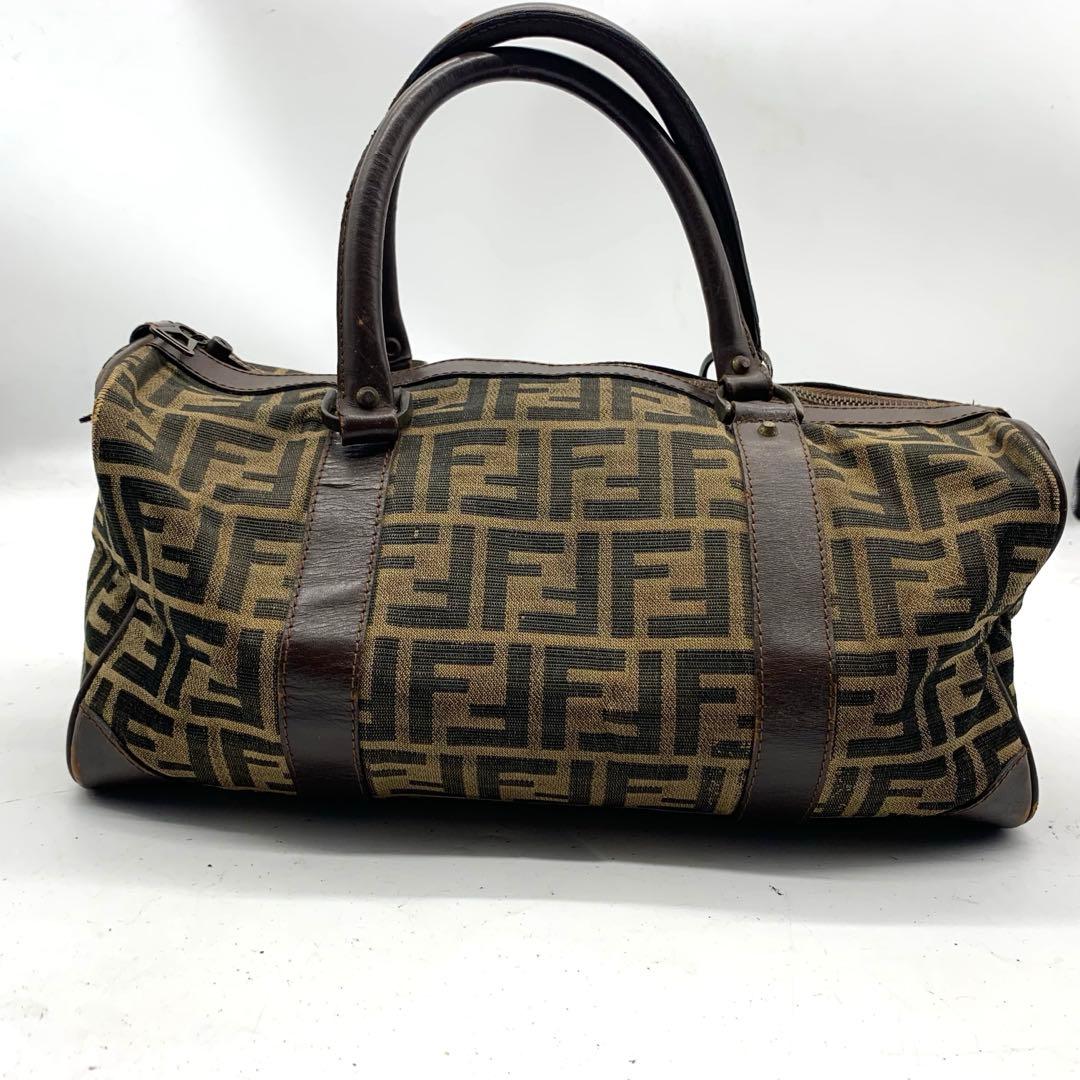 FENDI ズッカ柄 ボストンバッグ　キャンバス　レザー　ヴィンテージ