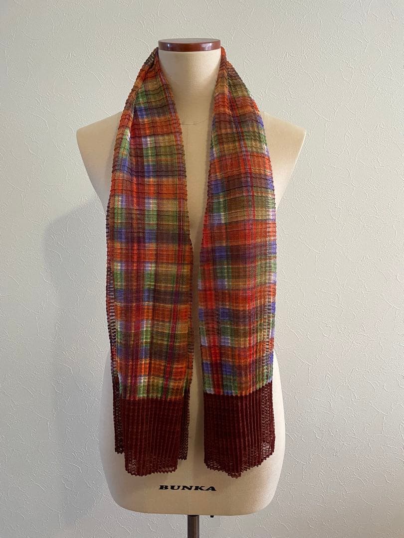 ISSEY MIYAKE チェック柄メッシュストール
