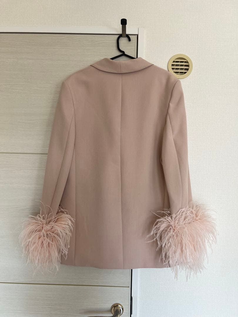 ZARA フェザー ファー テーラード ジャケット ブレザー 羽 ピンク M
