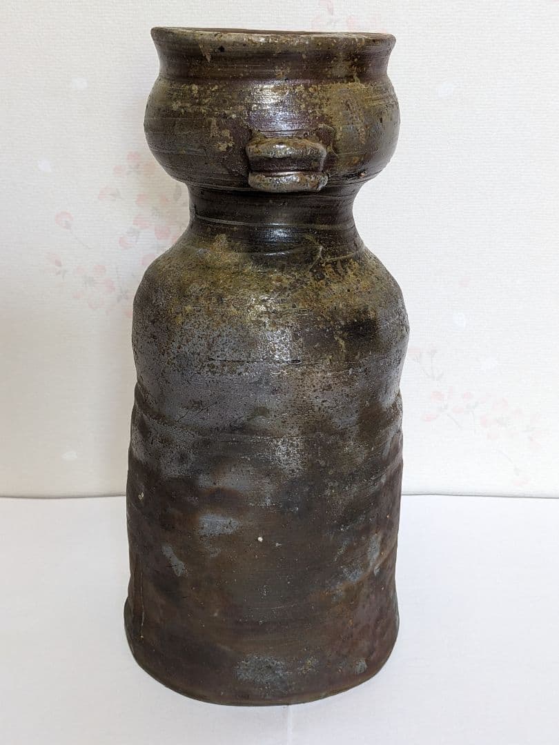 ♦備前焼 双耳瓶 花瓶 作家物 花器 花活け 置物飾り 骨董品