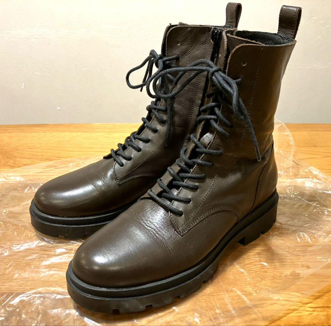 【極美品】FABIO RUSCONI　サイドジップレースアップブーツ 茶 37