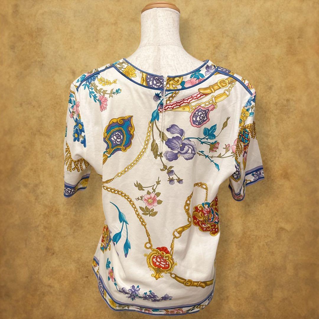 【時巡る】LEONARD 花柄 チェーンモチーフ　カットソー　 春夏　L〜XL