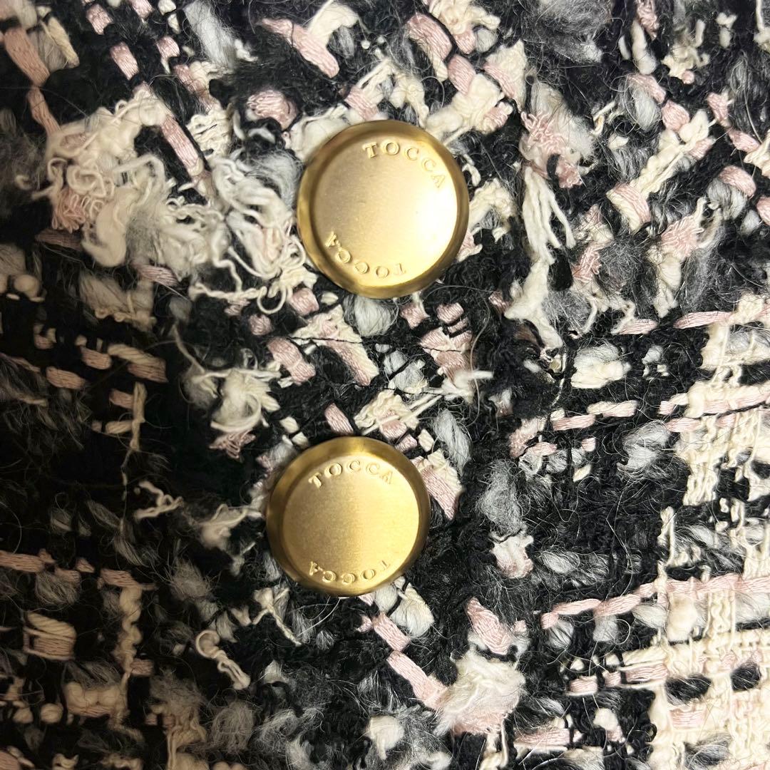 美品✨️ＴＯＣＣＡ ツイードワンピース ドレス ノースリーブ チェック ひざ丈 S