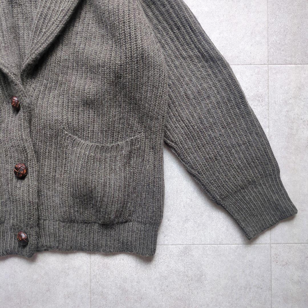 マーガレットハウエル カシミヤ シルク ニット カーディガン グレー リブニット