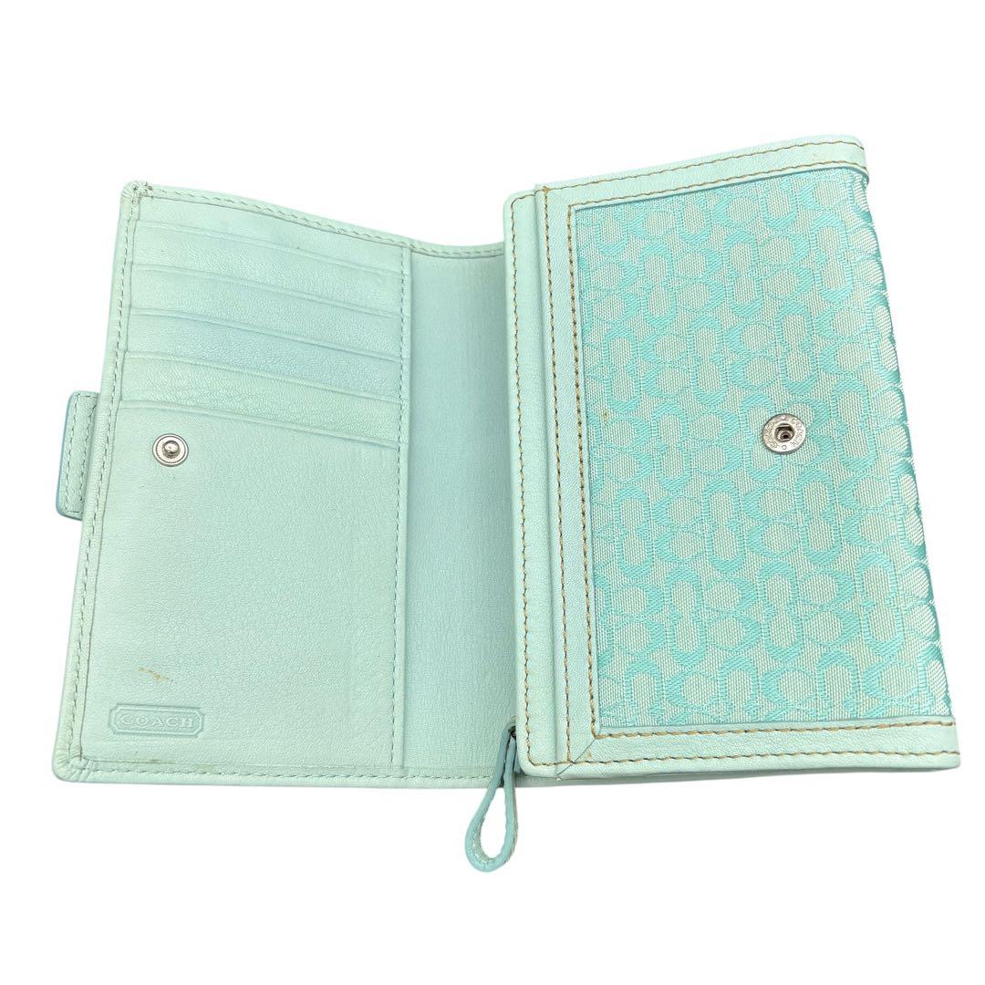 Coach Soho Mini Signature Flap Wallet 青