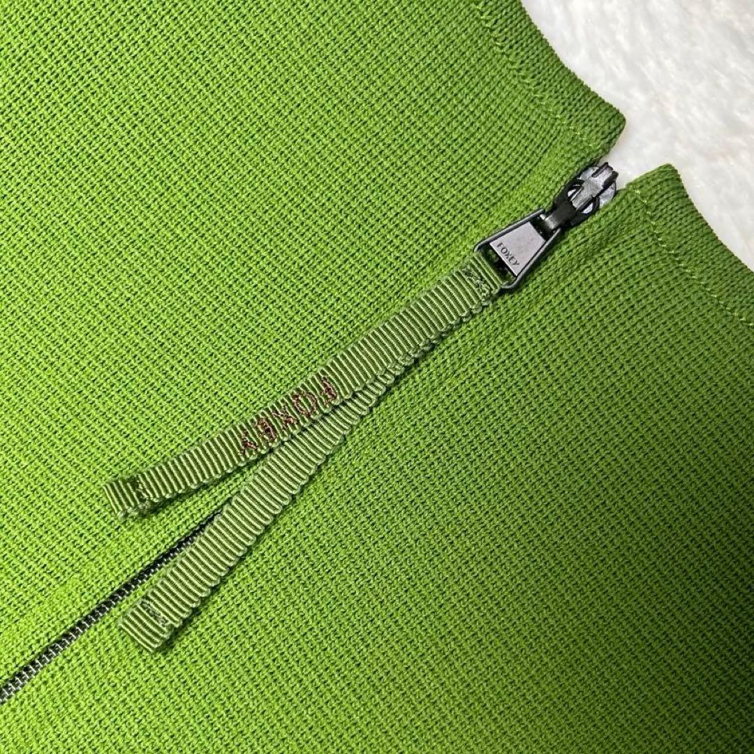 極美品✨FOXEY フォクシー　ニットワンピース　ノースリーブ　グリーン　40