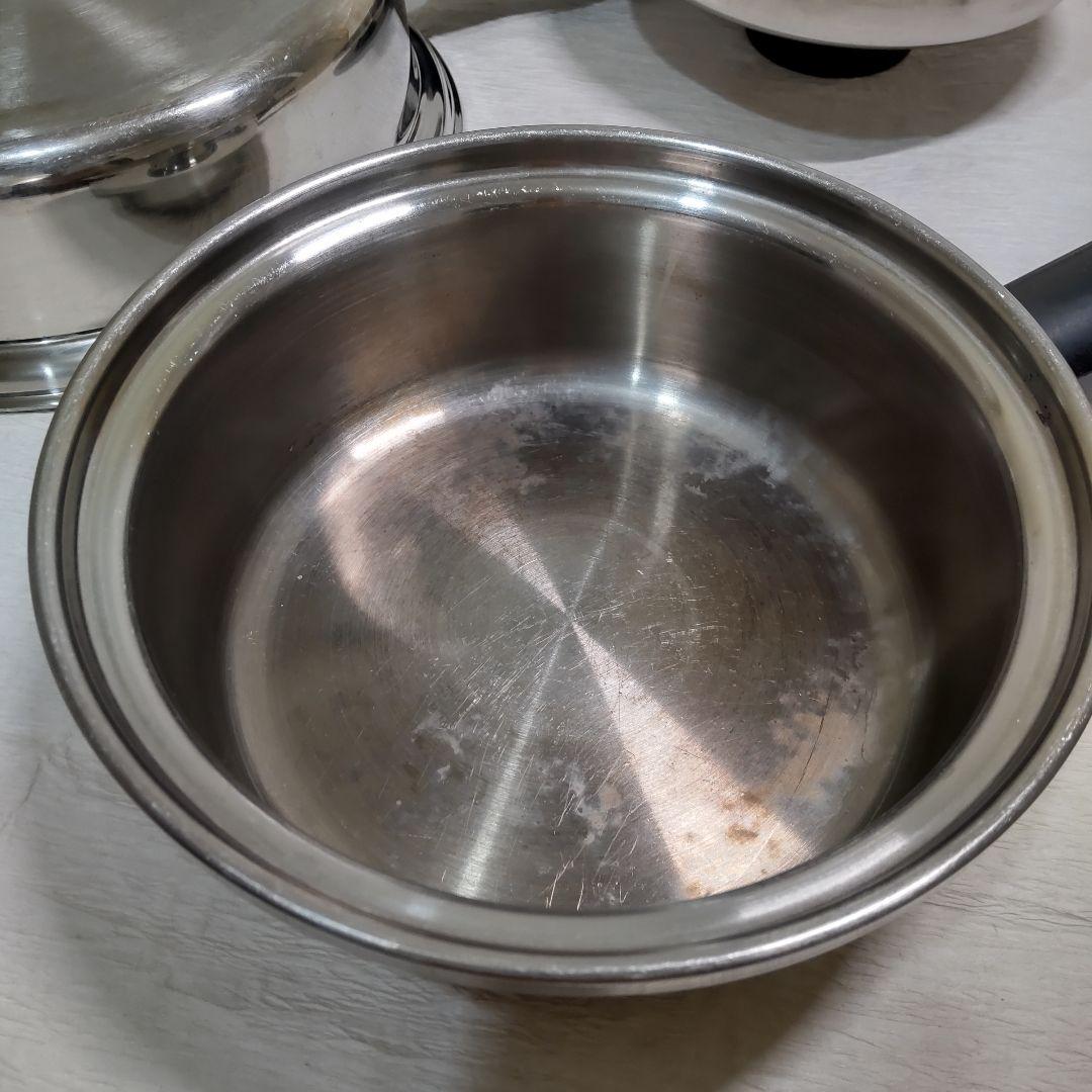 Amway クイーンクック ステンレス 無水鍋 中フライパン 小ソースパン