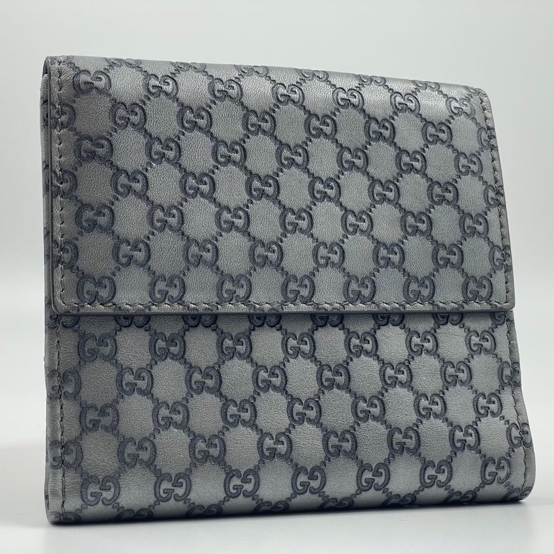 未使用保管品✨　GUCCI グッチ　マイクロシマ　シルバー　折り財布　レザー