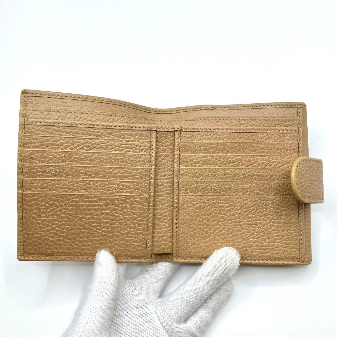 【美品】GUCCI グッチ インターロッキング 折り財布 二つ折り財布 ベージュ