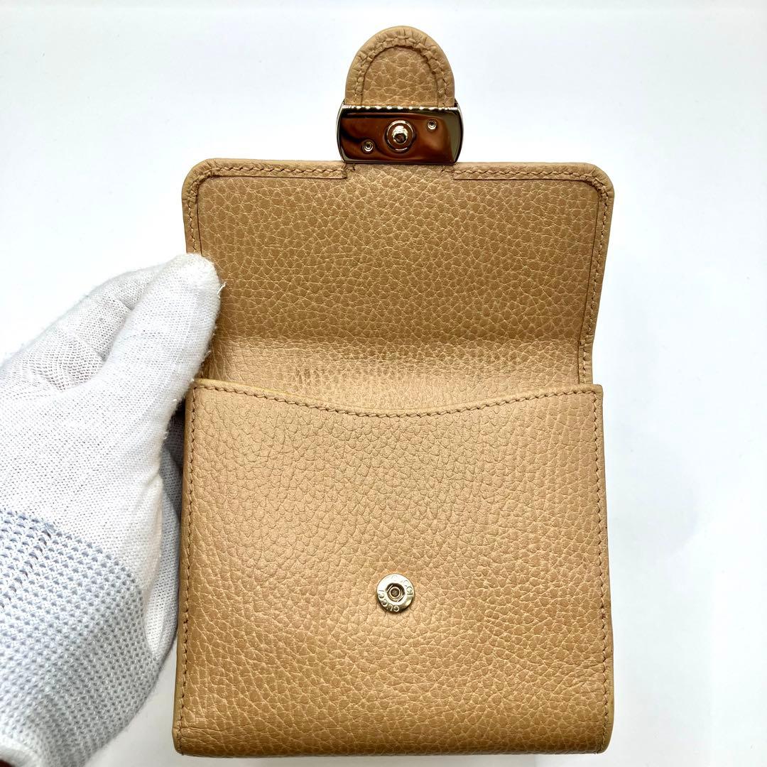 【美品】GUCCI グッチ インターロッキング 折り財布 二つ折り財布 ベージュ